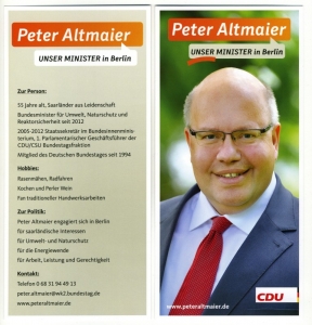 2013 08 CDU Wahlkampf – Peter Altmaier -Fleyer
