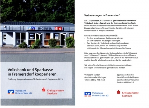 2015 09 01 Volksbank und Sparkasse in Fremersdorf kooperieren - Foto Michael Schönberger - Schoenberger.Photography