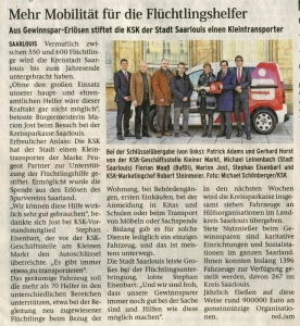 2015 12 09 Wochenspiegel - Mehr Mobilität für die Flüchtlingshelfer - Foto Michael Schönberger - Schoenberger.Photography